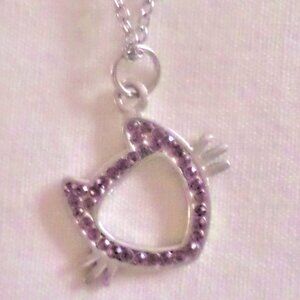 KITTY SILHOUETTE in purple gems on 16-18" fine link chain
